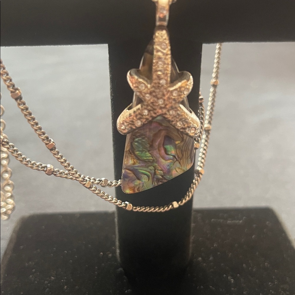 Brighton Silver Starfish with Iridescent Abalone Necklace